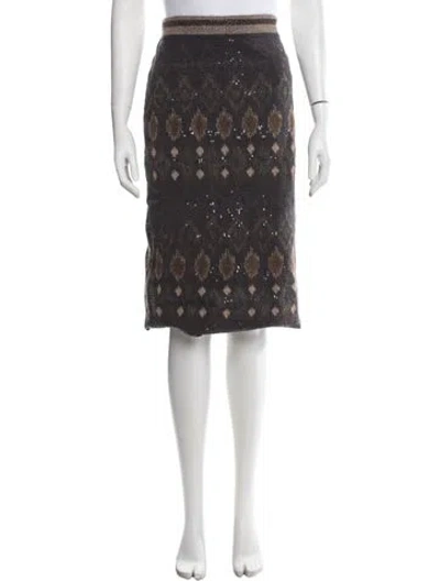 Pre-owned Brunello Cucinelli Virgin Wool Midi Length Skirt In Multi