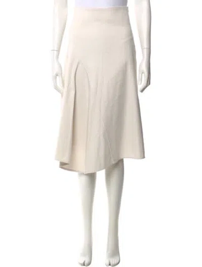 Pre-owned Brunello Cucinelli Virgin Wool Midi Length Skirt In Neutral
