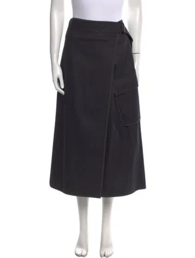 Pre-owned Brunello Cucinelli Virgin Wool Midi Length Skirt W/ Tags In Black