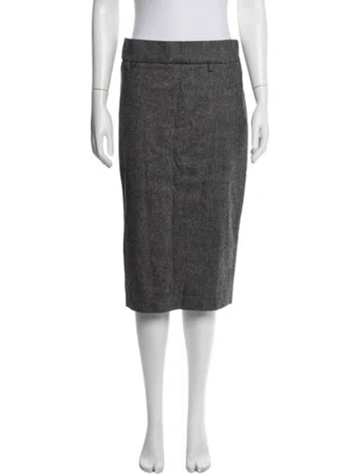 Pre-owned Brunello Cucinelli Virgin Wool Midi Length Skirt In White