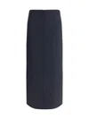 Brunello Cucinelli Virgin Wool Midi Skirt In Blue