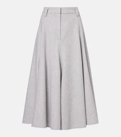 Brunello Cucinelli Virgin Wool Midi Skirt In Gray