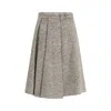 Brunello Cucinelli Women Virgin Wool Midi Skirt In Brown