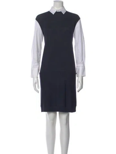 Pre-owned Brunello Cucinelli Virgin Wool Mini Dress In Blue