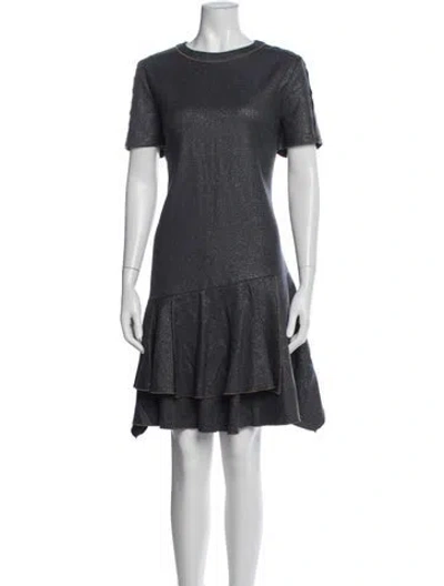 Pre-owned Brunello Cucinelli Virgin Wool Mini Dress In Blue