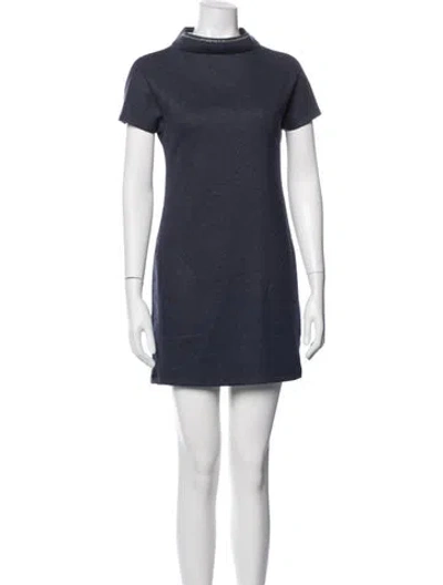 Pre-owned Brunello Cucinelli Virgin Wool Mini Dress In Blue
