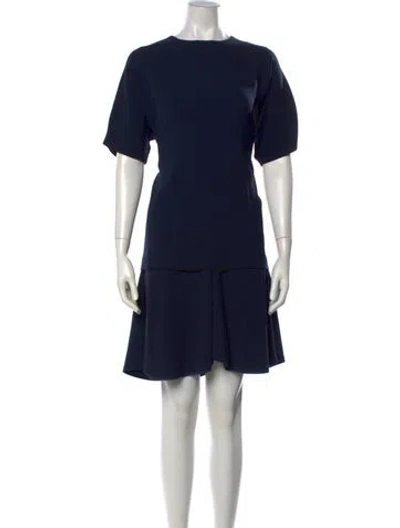Pre-owned Brunello Cucinelli Virgin Wool Mini Dress In Blue
