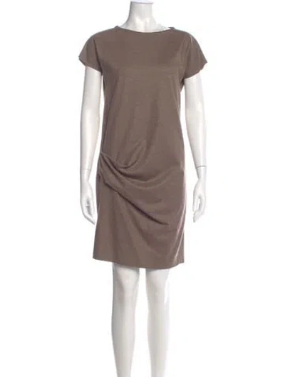 Pre-owned Brunello Cucinelli Virgin Wool Mini Dress In Brown