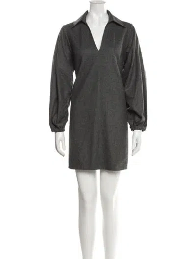 Pre-owned Brunello Cucinelli Virgin Wool Mini Dress In Gray
