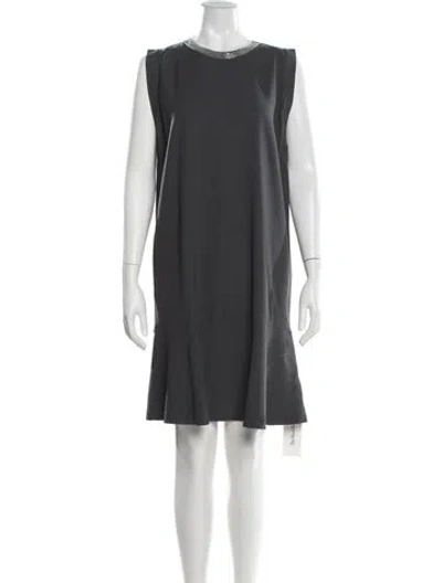 Pre-owned Brunello Cucinelli Virgin Wool Mini Dress In Gray