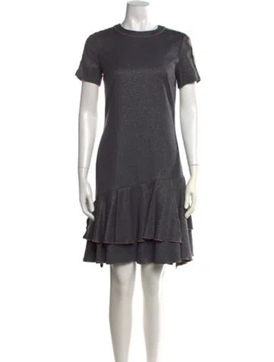 Pre-owned Brunello Cucinelli Virgin Wool Mini Dress In Grey/metallic