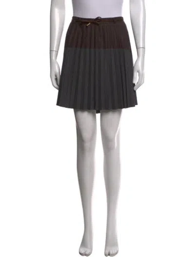 Pre-owned Brunello Cucinelli Virgin Wool Mini Skirt In Brown/grey