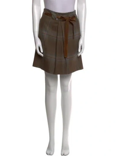 Pre-owned Brunello Cucinelli Virgin Wool Mini Skirt In Green