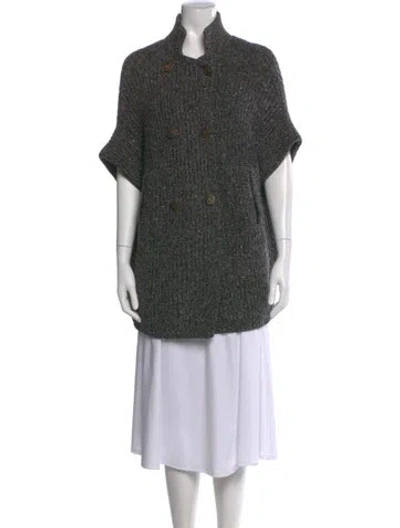 Pre-owned Brunello Cucinelli Virgin Wool Mock Neck Sweater In Gray
