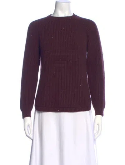 Pre-owned Brunello Cucinelli Virgin Wool Mock Neck Sweater In Purple