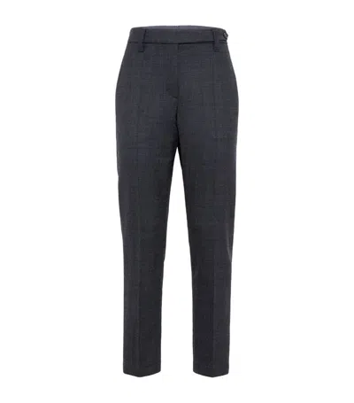 Brunello Cucinelli Virgin Wool Monili Cigarette Trousers In Grey