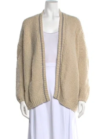 Pre-owned Brunello Cucinelli Virgin Wool Open Front Sweater In Neutral