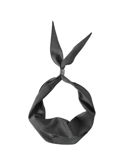 Brunello Cucinelli Virgin Wool Organza Necktie With Monili In Black