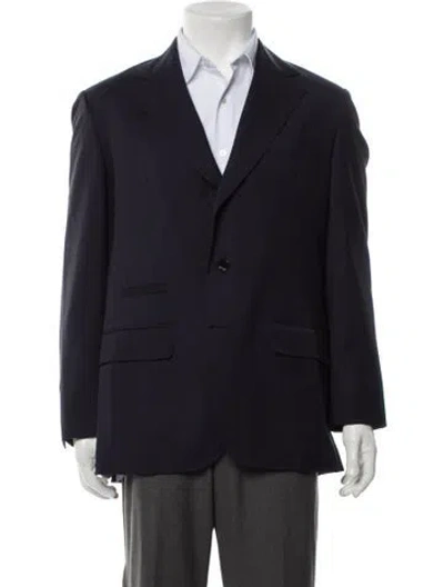 Pre-owned Brunello Cucinelli Virgin Wool Overcoat In Blue