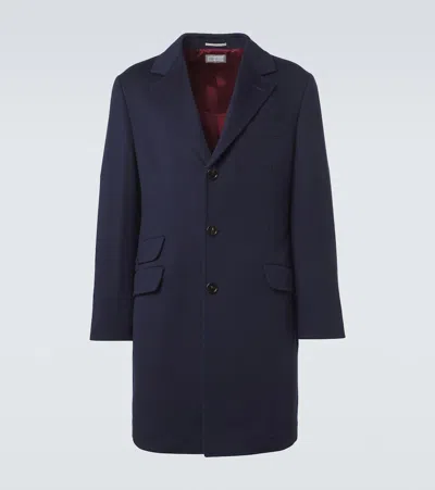 Brunello Cucinelli Virgin Wool Overcoat In Blue