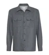 Brunello Cucinelli Virgin Wool Flannel Overshirt In Gray
