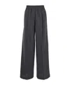Brunello Cucinelli Women Loose Track Trousers In Virgin Wool Organza In Black