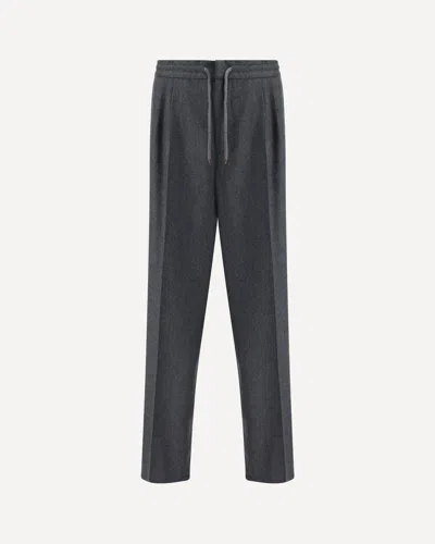 Brunello Cucinelli Virgin Wool Pants In Gray