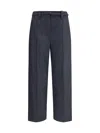 Brunello Cucinelli Women Virgin Wool Trousers With Belt In Blue
