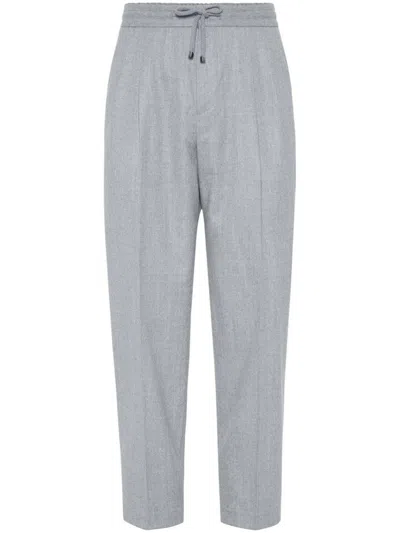 BRUNELLO CUCINELLI VIRGIN WOOL PANTS WITH DRAWSTRING