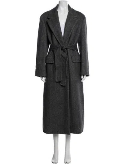Pre-owned Brunello Cucinelli Virgin Wool Patterned Coat In Gray