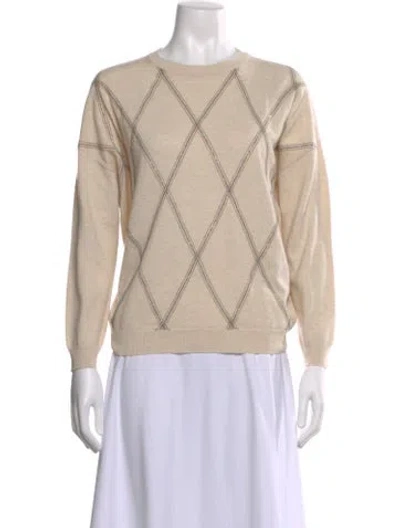 Pre-owned Brunello Cucinelli Virgin Wool Patterned Sweater In Neutral