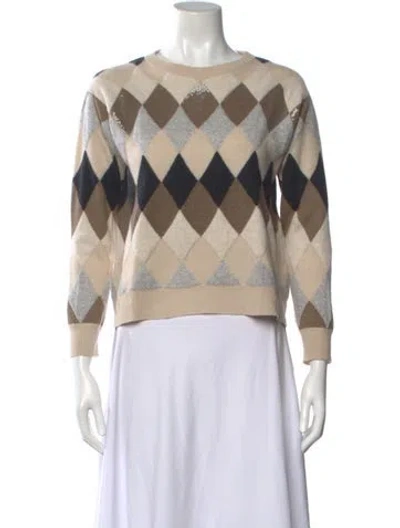 Pre-owned Brunello Cucinelli Virgin Wool Patterned Sweater In Neutral