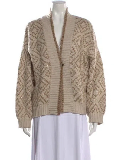 Pre-owned Brunello Cucinelli Virgin Wool Patterned Sweater W/ Tags In Brown