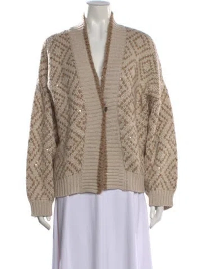 Pre-owned Brunello Cucinelli Virgin Wool Patterned Sweater W/ Tags In Brown