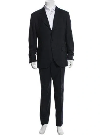 Pre-owned Brunello Cucinelli Virgin Wool Patterned Two-piece Suit In Blue