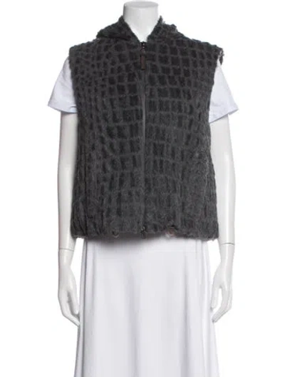 Pre-owned Brunello Cucinelli Virgin Wool Patterned Vest In Grey