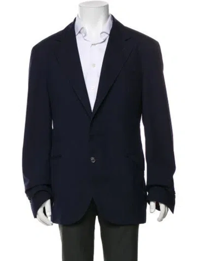 Pre-owned Brunello Cucinelli Virgin Wool Peacoat In Blue