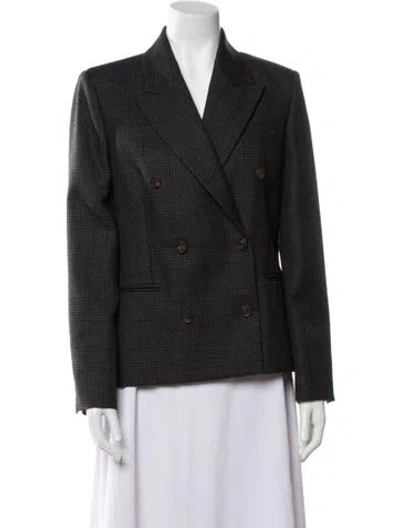 Pre-owned Brunello Cucinelli Virgin Wool Plaid Print Blazer In Gray