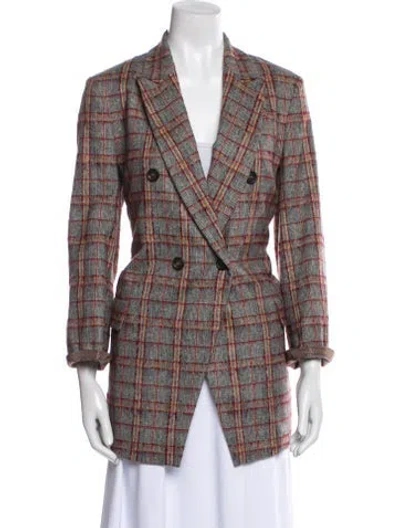 Pre-owned Brunello Cucinelli Virgin Wool Plaid Print Blazer In Multi