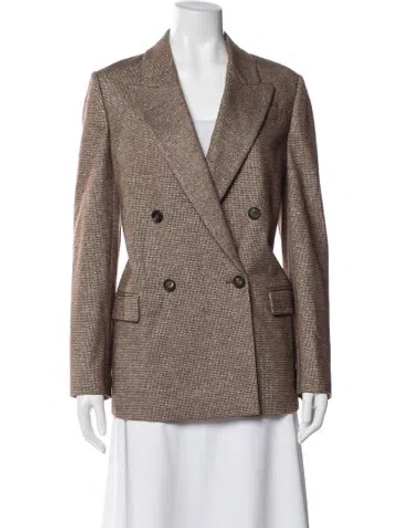 Pre-owned Brunello Cucinelli Virgin Wool Plaid Print Blazer In Neutral