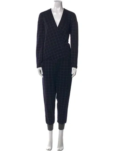 Pre-owned Brunello Cucinelli Virgin Wool Plaid Print Jumpsuit In Black