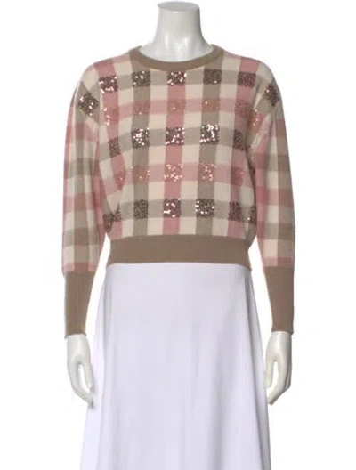 Pre-owned Brunello Cucinelli Virgin Wool Plaid Print Sweater In Neutral
