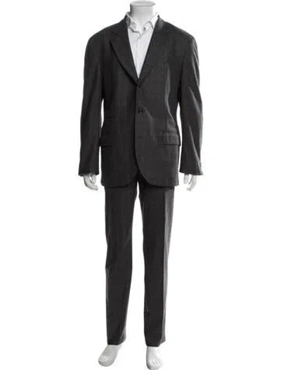 Pre-owned Brunello Cucinelli Virgin Wool Plaid Print Two-piece Suit In Black
