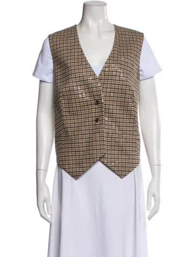 Pre-owned Brunello Cucinelli Virgin Wool Plaid Print Vest In Multi