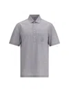 Brunello Cucinelli Men Virgin Wool Poplin Polo Shirt In Gray