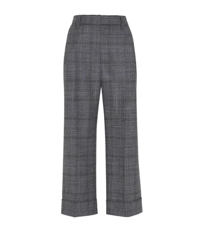 Brunello Cucinelli Virgin Wool Prince Of Wales Check Trousers In Blue