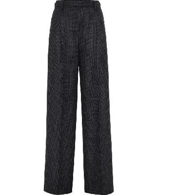 Brunello Cucinelli Virgin Wool Prince Of Wales Relaxed Tailored Trousers In Grey