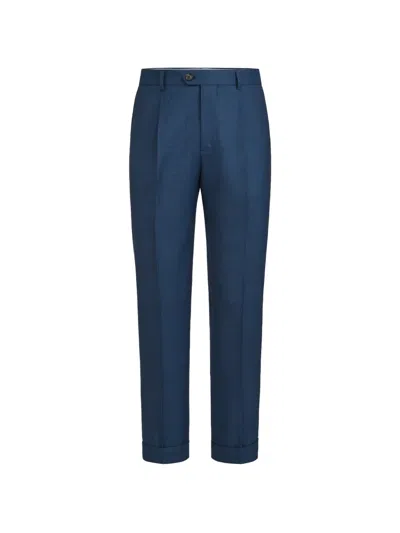 Brunello Cucinelli Virgin-wool Prince Of Wales Trousers With Pleat In Blue