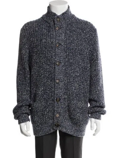 Pre-owned Brunello Cucinelli Virgin Wool Printed Cardigan In Blue