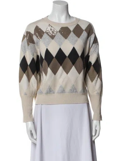 Pre-owned Brunello Cucinelli Virgin Wool Printed Sweater In Blue